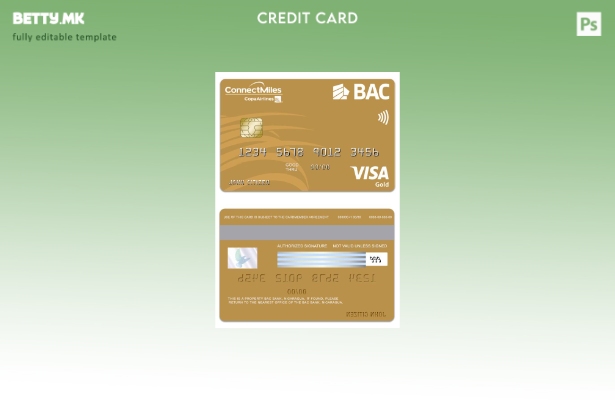 модерен стил Никарагва BAC банка виза златна картичка шаблон